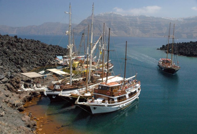 Tourist Boats, Santorini, Greece, taken in 2004 by Spencer Young